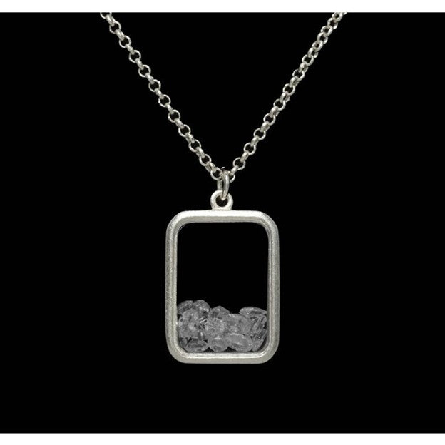 Oblong Necklace with Clear Floating Crystals