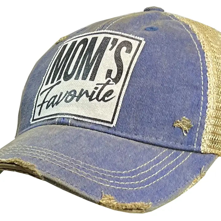 Mom's Favorite Distressed Trucker Hat Baseball Cap - GirlFriends Boutique