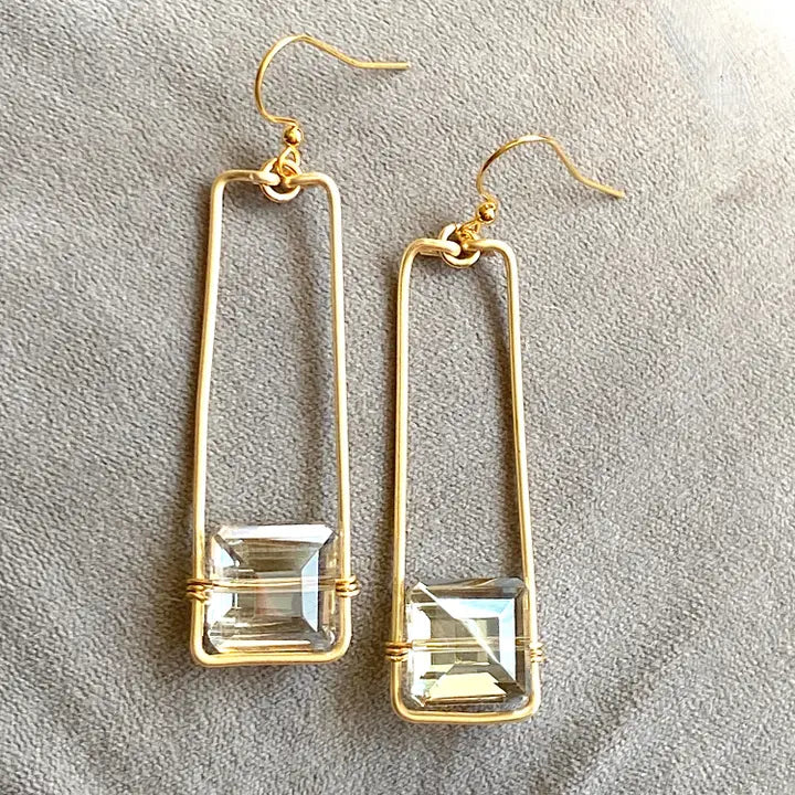 Gold Rectangle Earrings