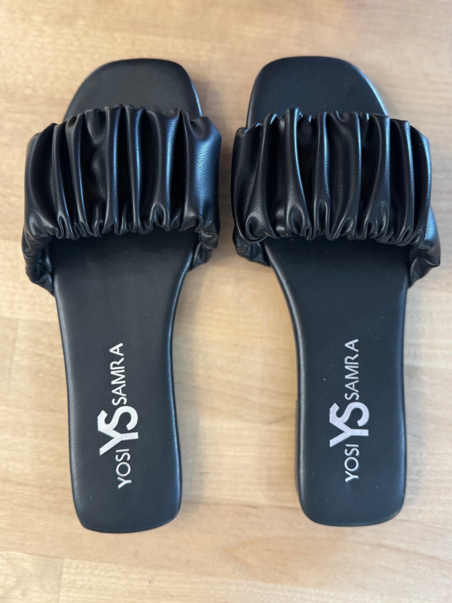 Naomi Ruched Sandal in Black