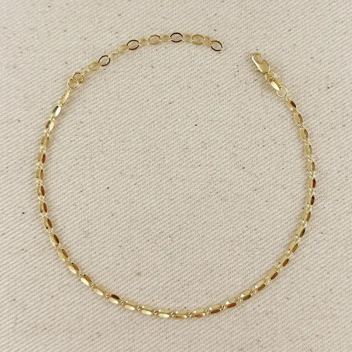 18k Gold Filled Detailed Chain Anklet