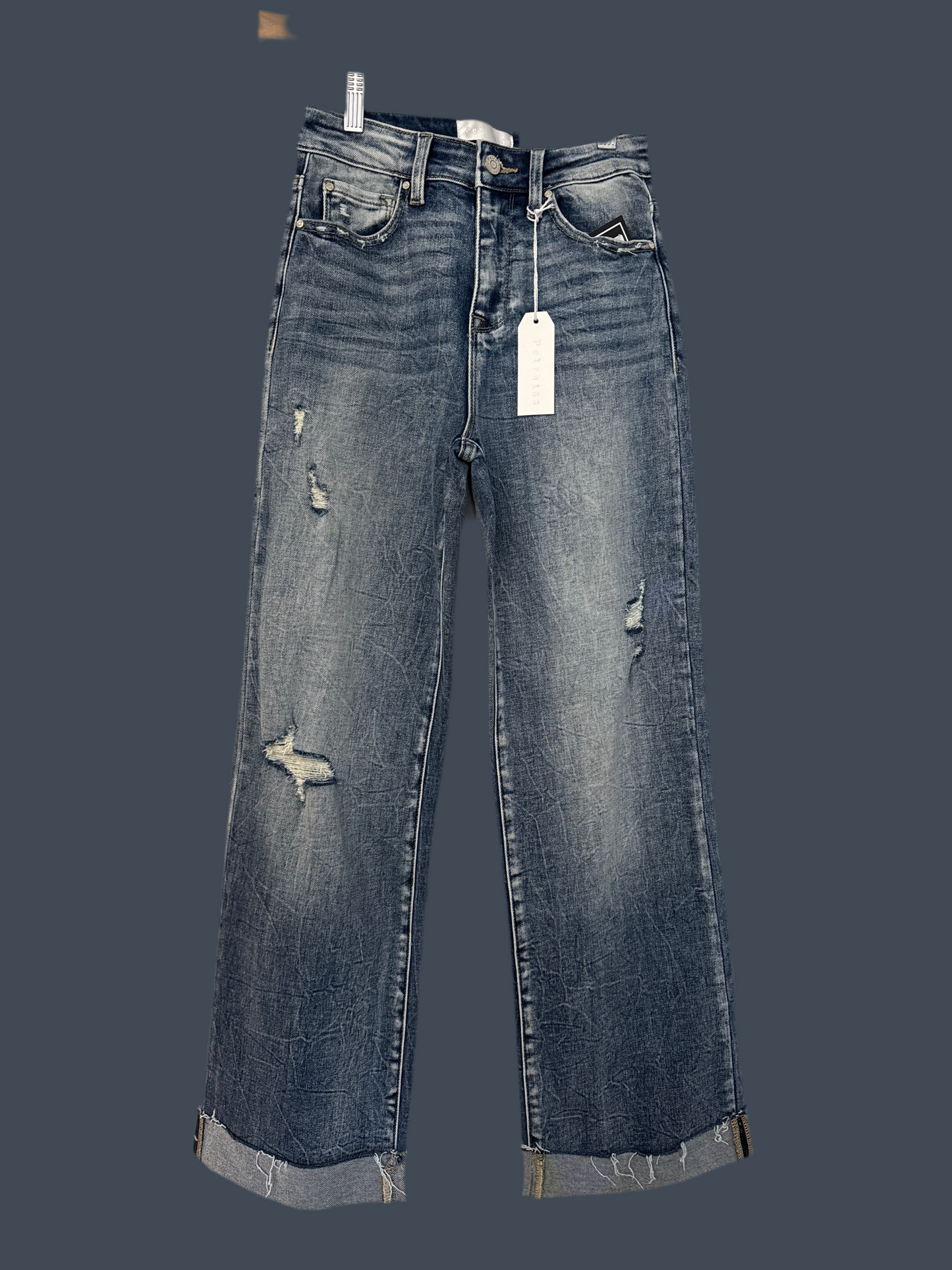 Petra High Rise Stretch Slim Wide Leg w/ Cuffed Hem