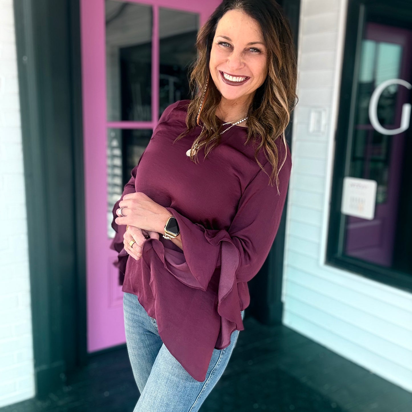 Ruffled Bell Sleeve Blouse