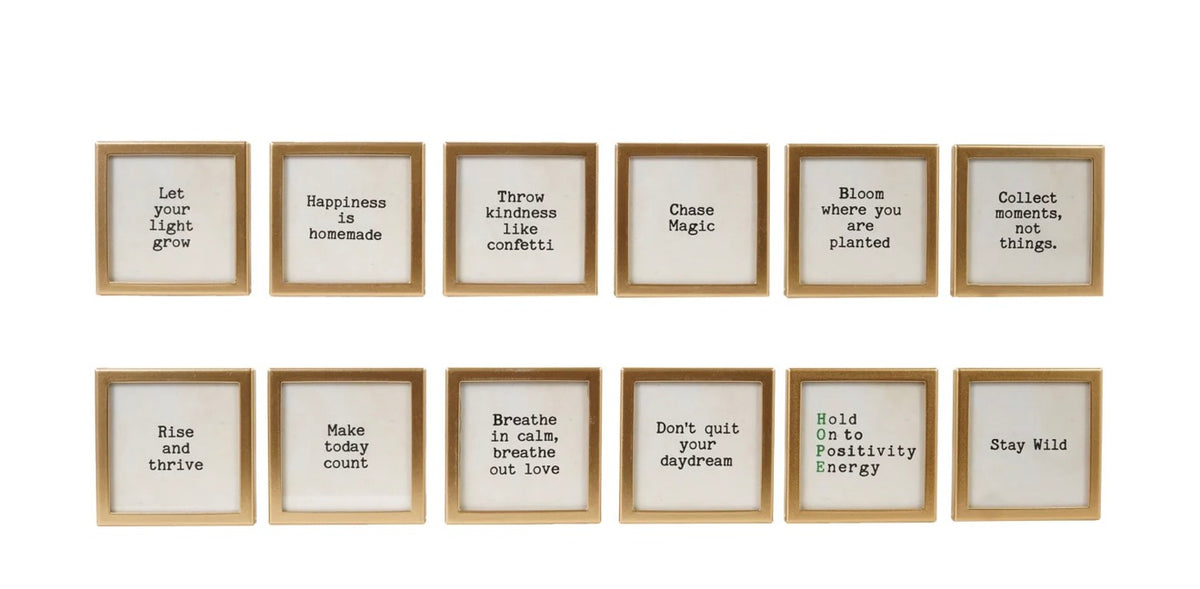 Metal & Glass Framed Magnet with Saying