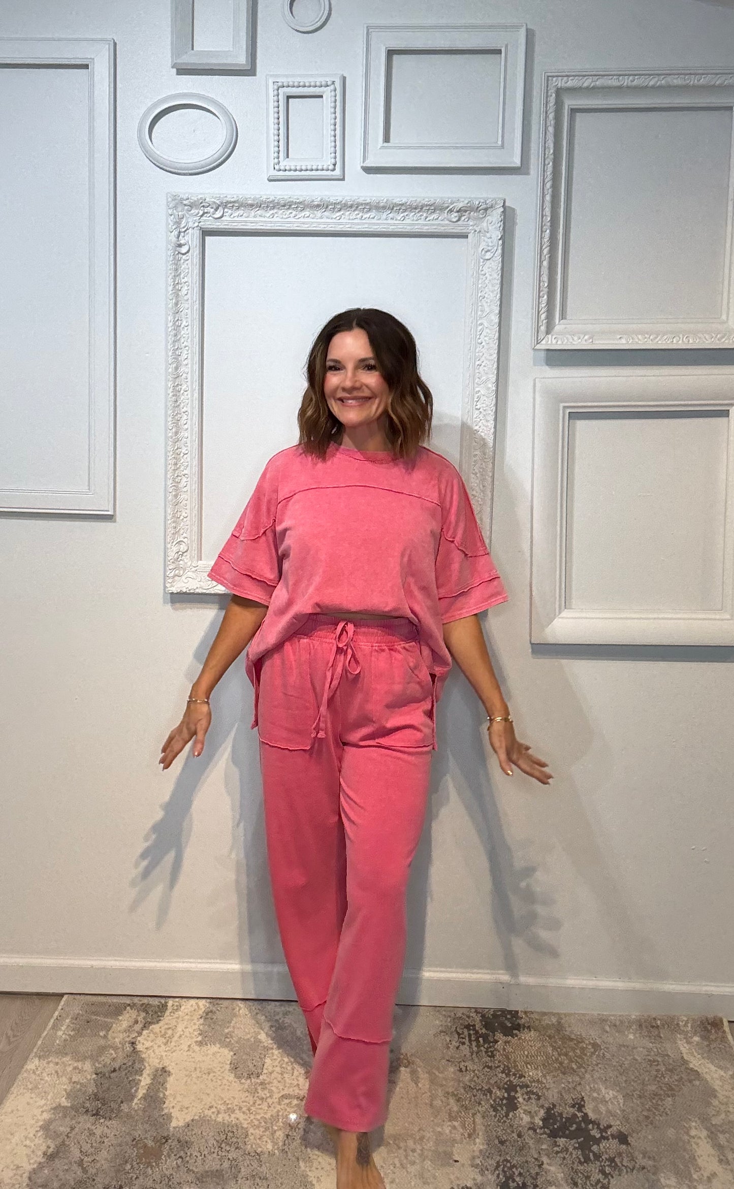 Mineral Washed Wide Leg Pant