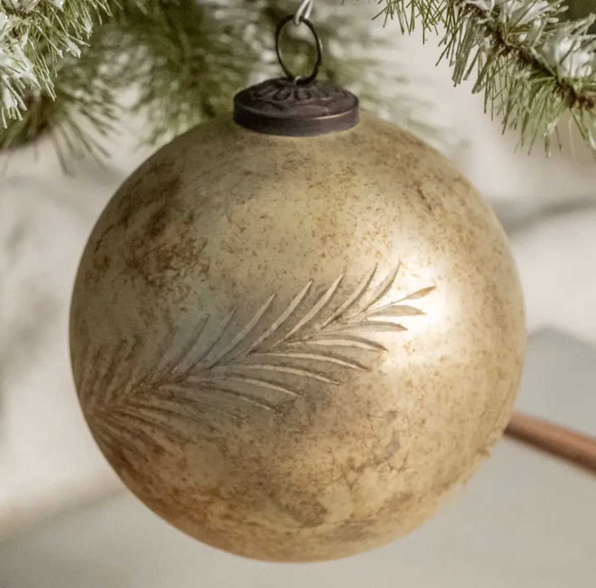 5" Printed Leaf Kugel Ornament