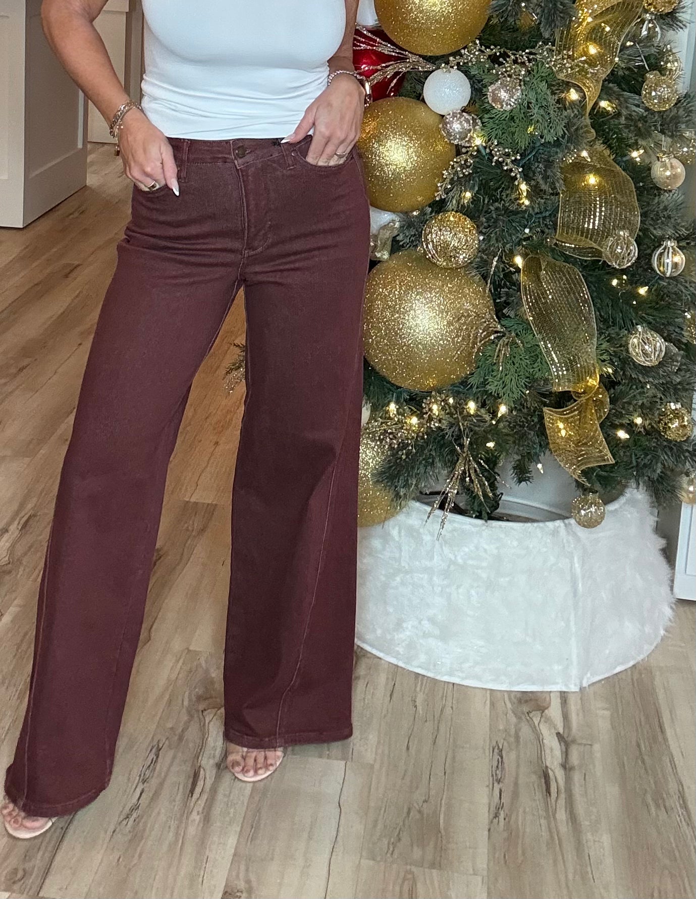 HW Retro Wide With Twisted Seams - BURGUNDY