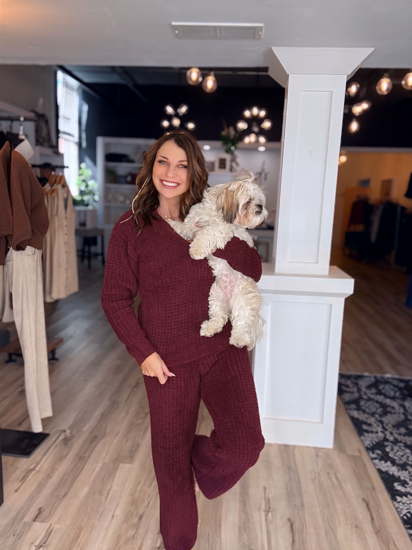 Marshmallow Waffle V-Neck