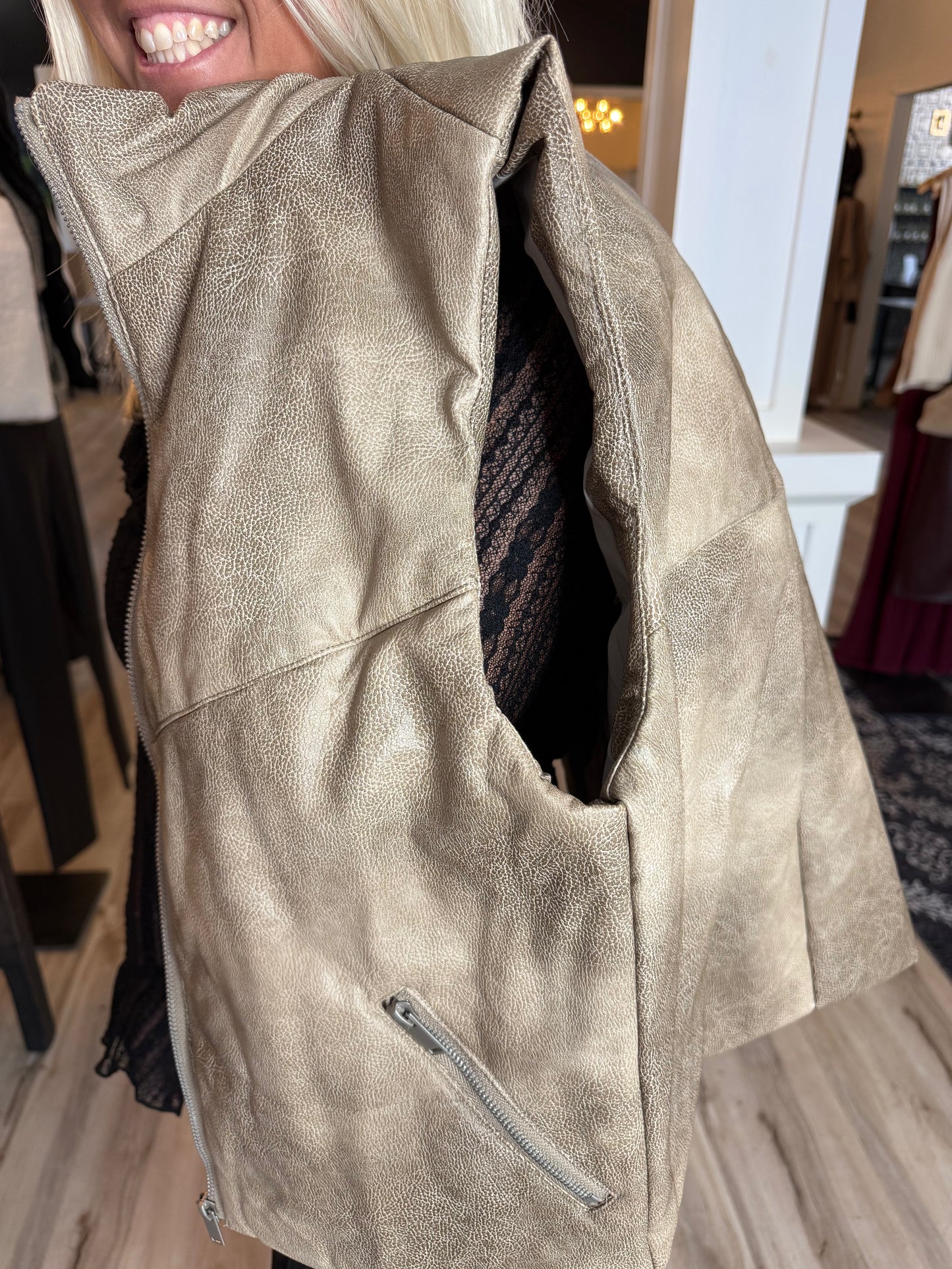 Vegan Leather Puffer Vest