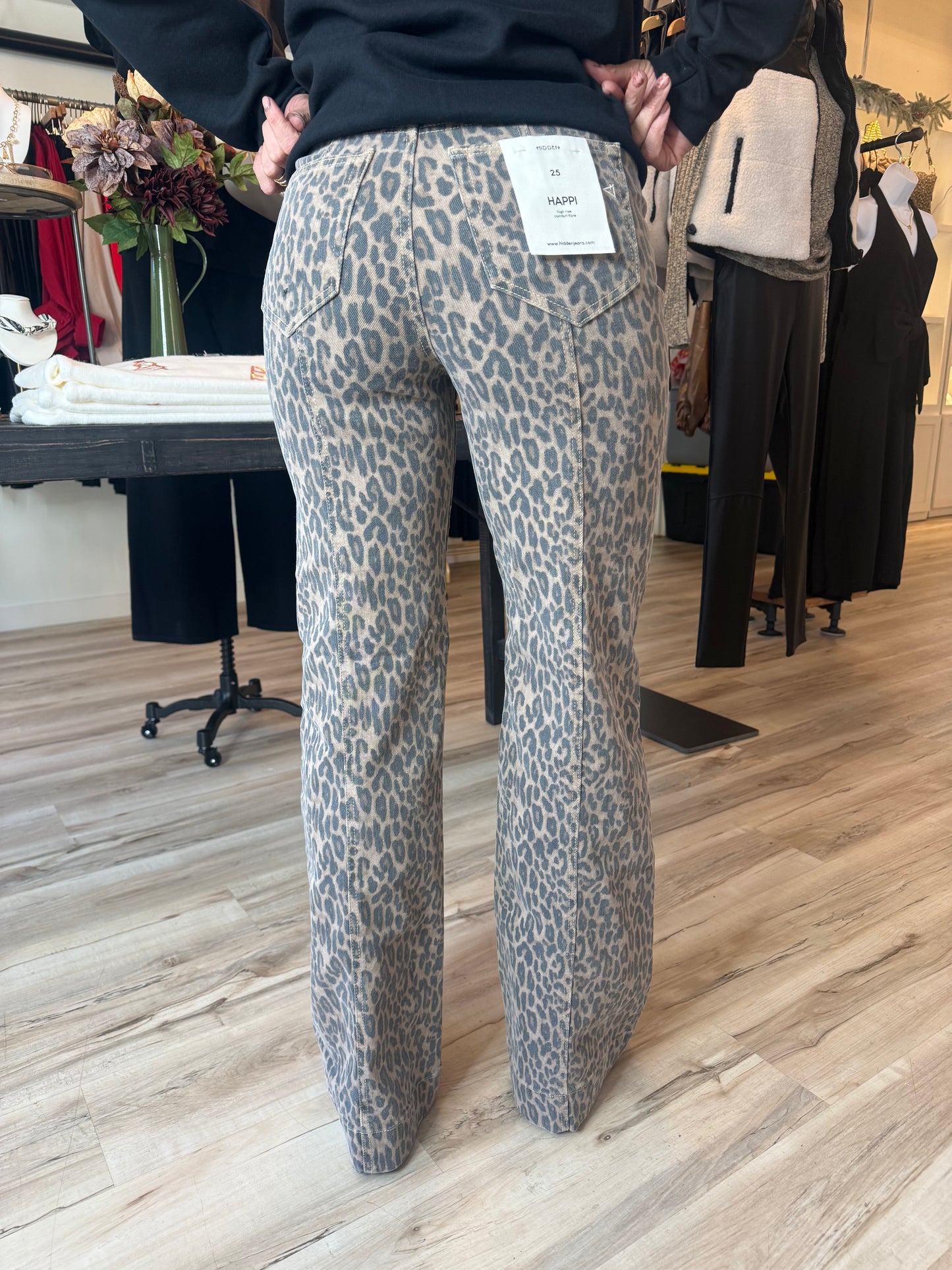 Hidden Jeans Cheetah Print Comfort Flare Jeans