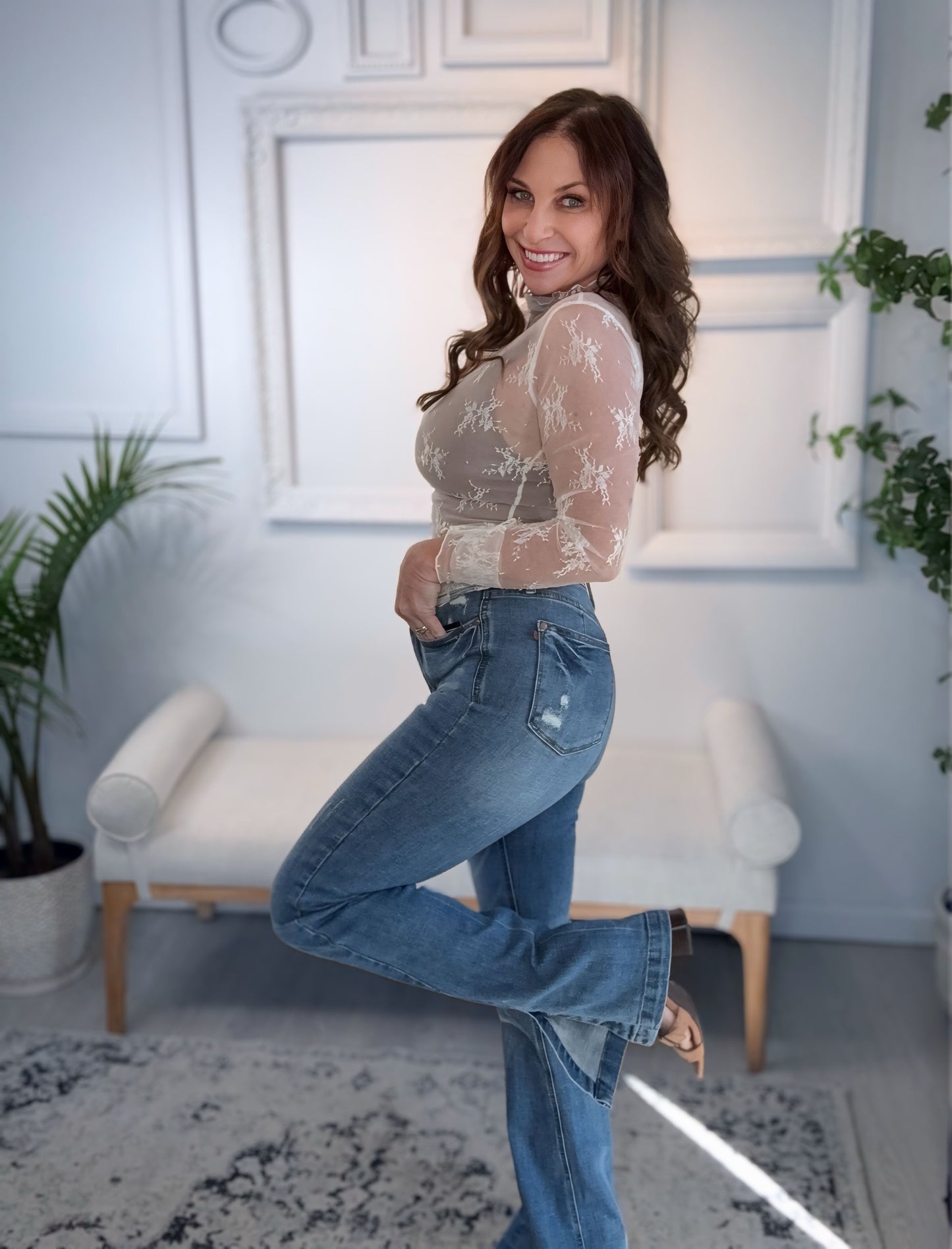 Judy Blue HW Tummy Control Vintage Wash Side Slit Slim Boot