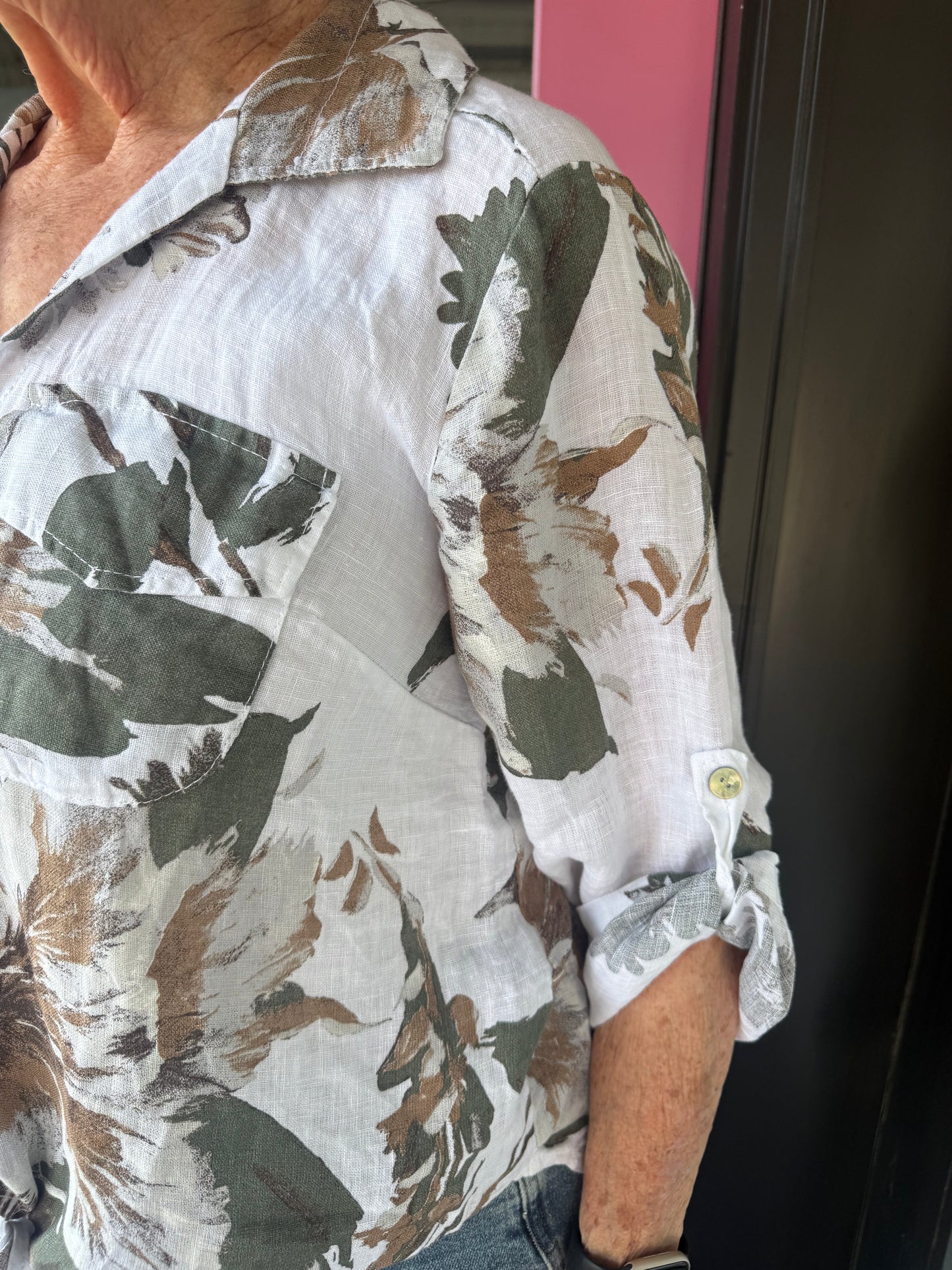 Wild Peonies Print Linen Top