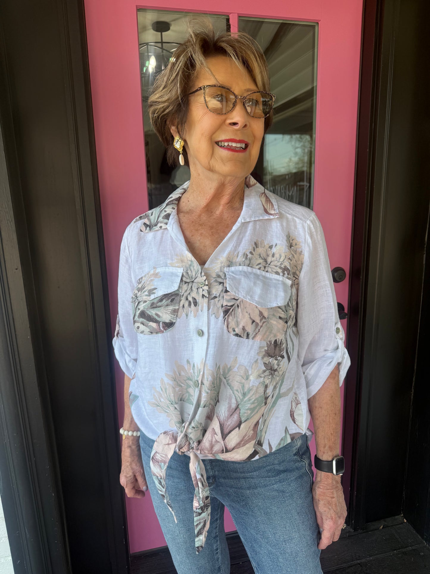 Flora Canopy Print Linen Button Down