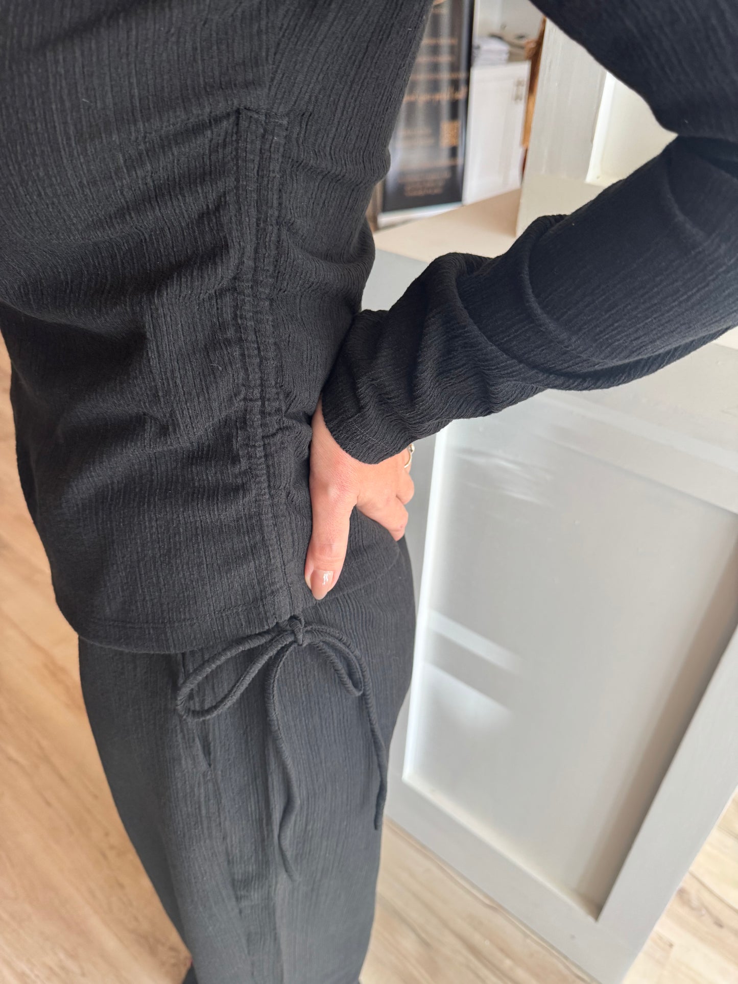 Side Ruched Texture Knit Top