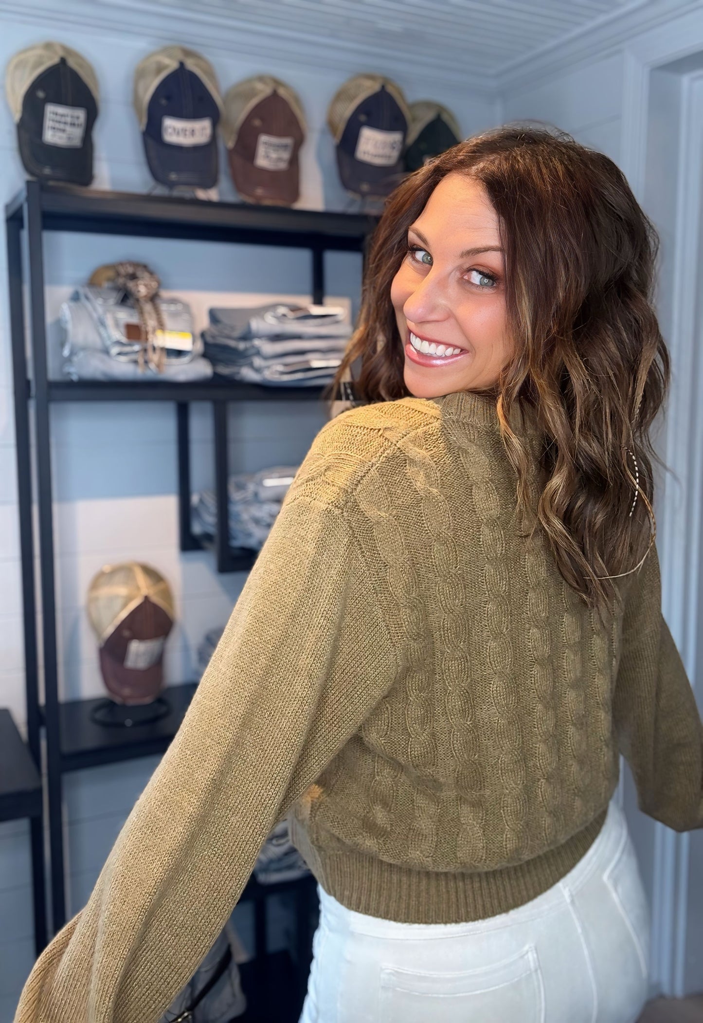 Bella Lace Up Cabled Sweater