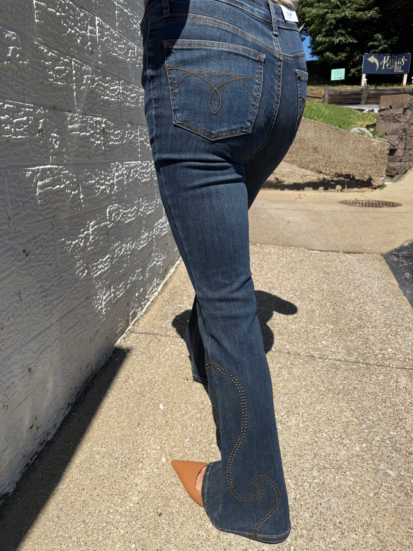 Judy Blue HW Flare Western Stud Detail