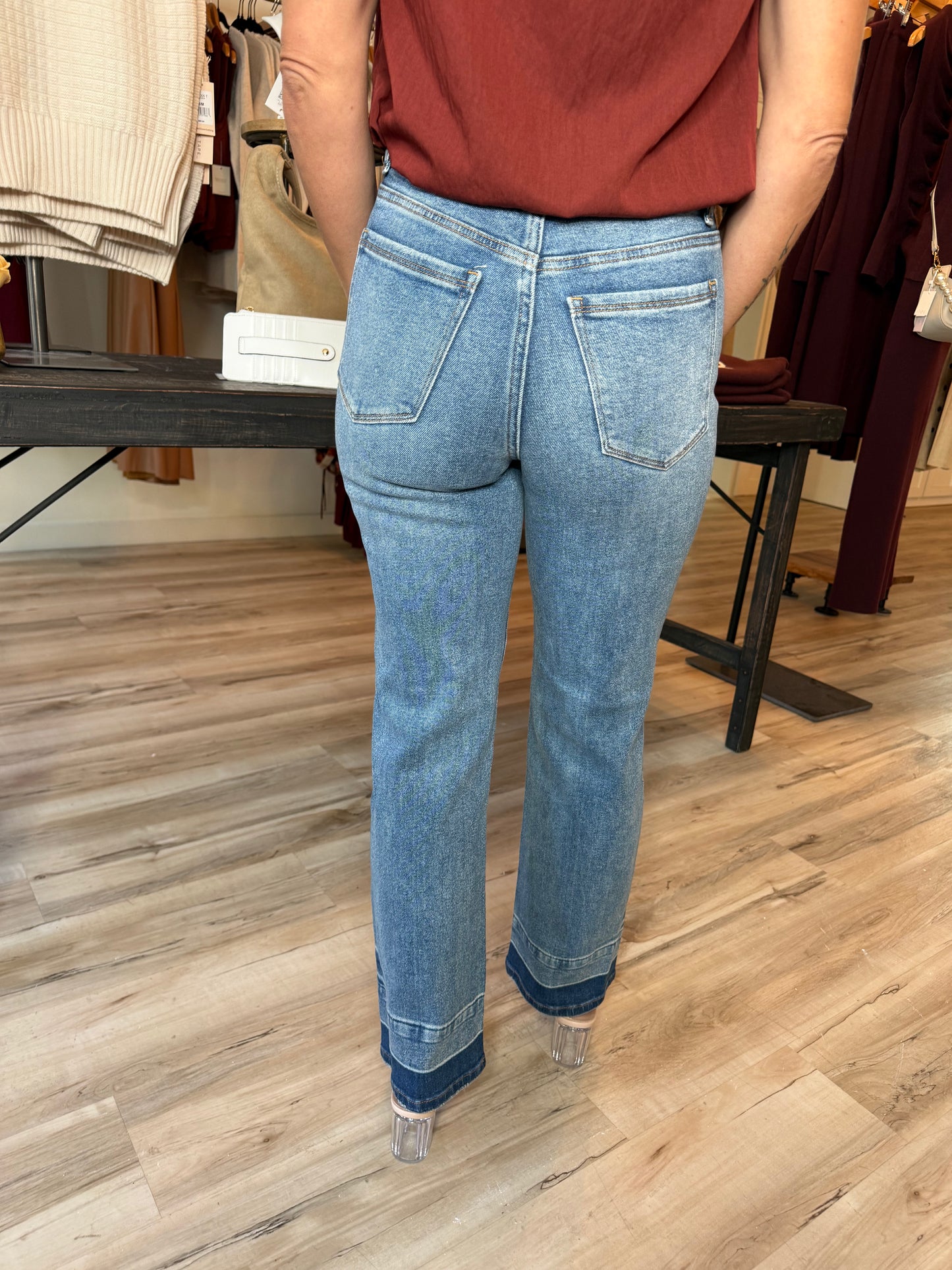 High Rise Released Hem Straight