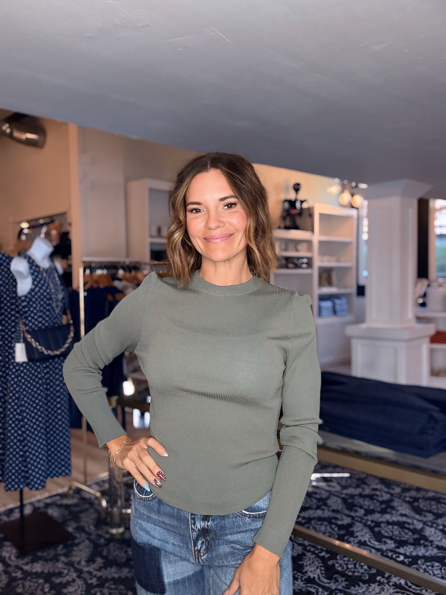Ribbed Long Sleeve Basic Top
