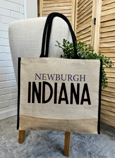 NEWBURGH INDIANA Jute Tote Bag - GirlFriends Boutique