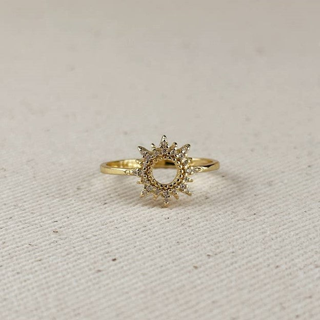 18k Gold Filled Round Spike Cz Ring, 8