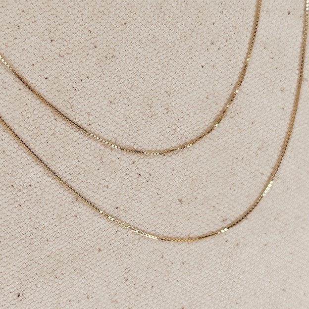 18k Gold Filled Box Chain Very Thin Necklace