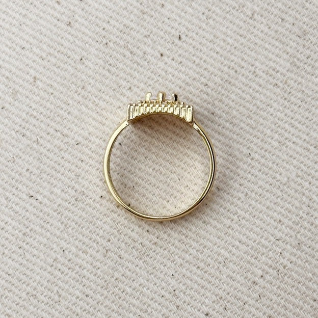 18k Gold Filled Cz Princess Cut Squared Top Ring
