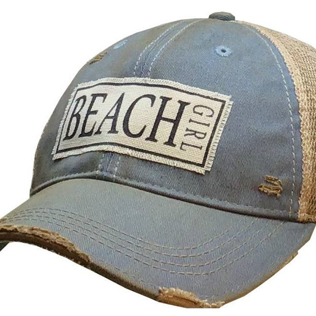 Beach Girl Distressed Trucker Hat Baseball Cap - GirlFriends Boutique