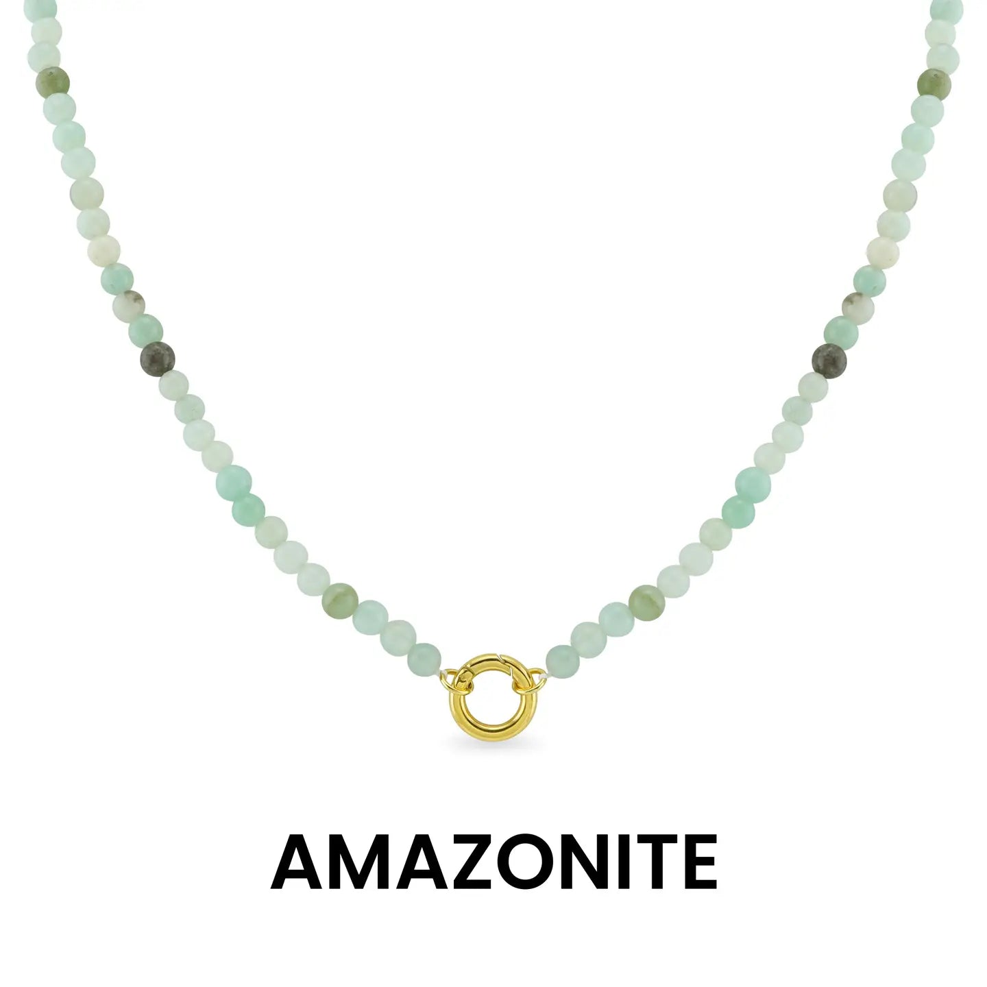 Semi Precious Natural Stone Charm Keeper Necklace