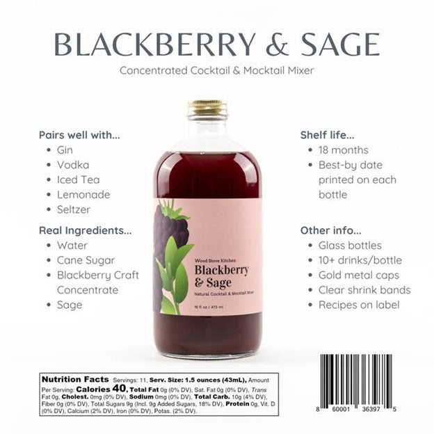 Blackberry & Sage Cocktail and Mocktail Mixers, 16 Fl oz