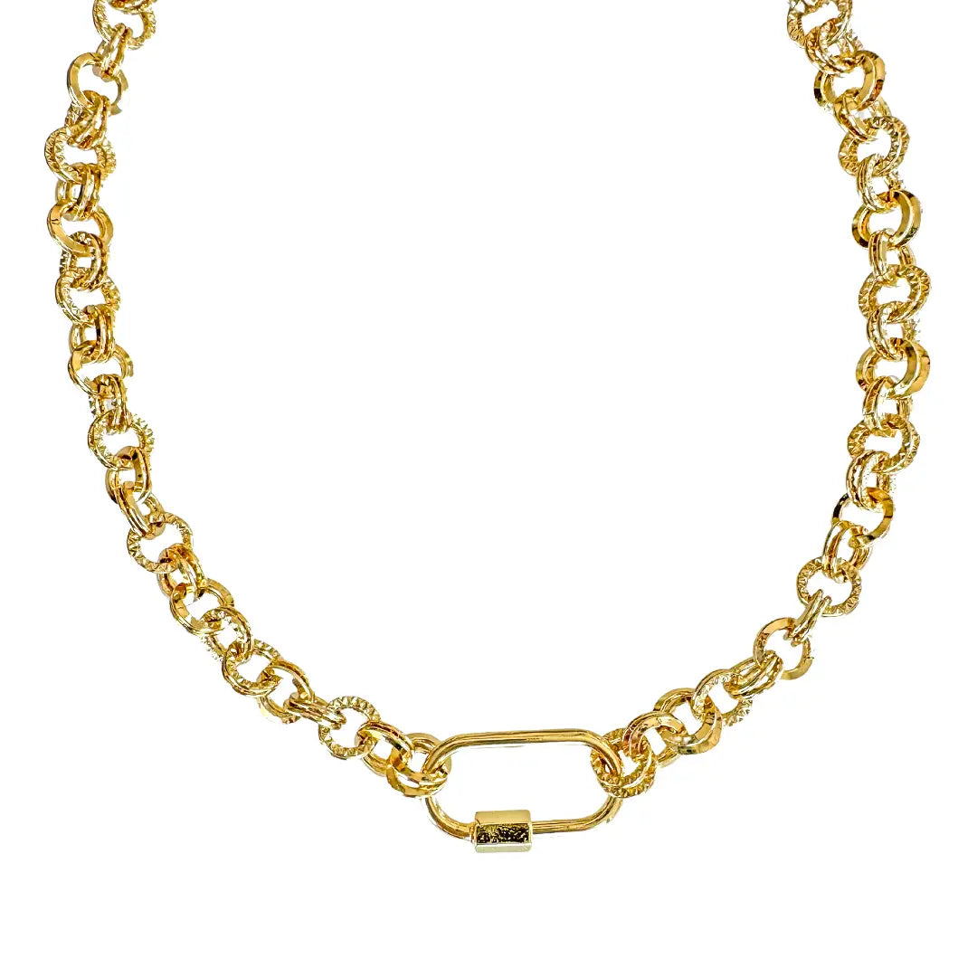 Gold Carabiner Clasp Double Chain Charm