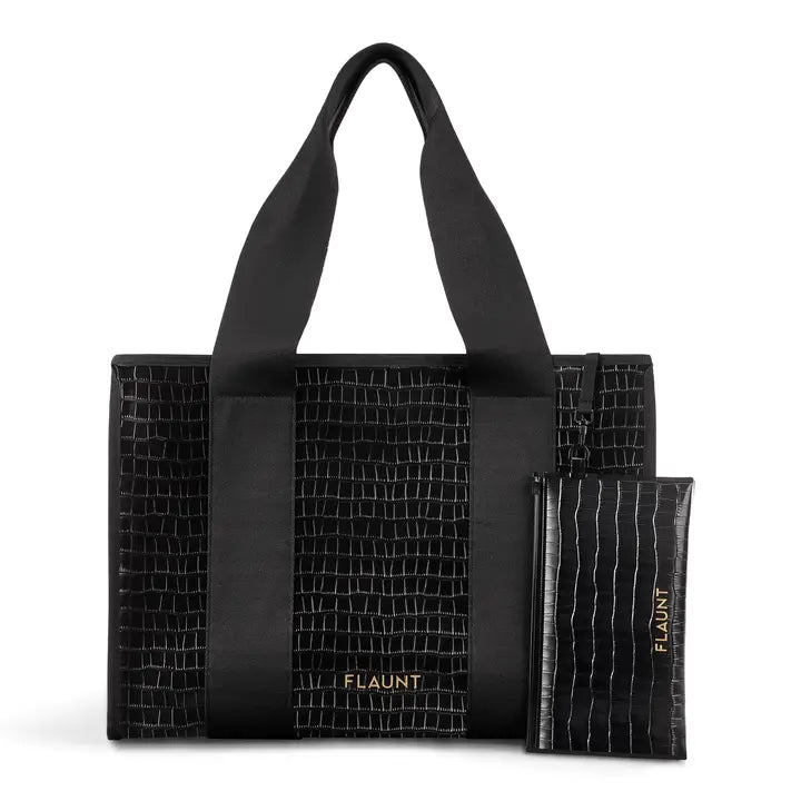 Black Crocodile Tote Bag