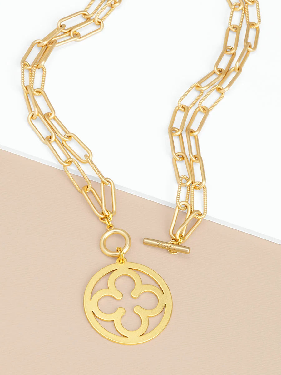 2-in-1 Matte Metal Clover Pendant Necklace