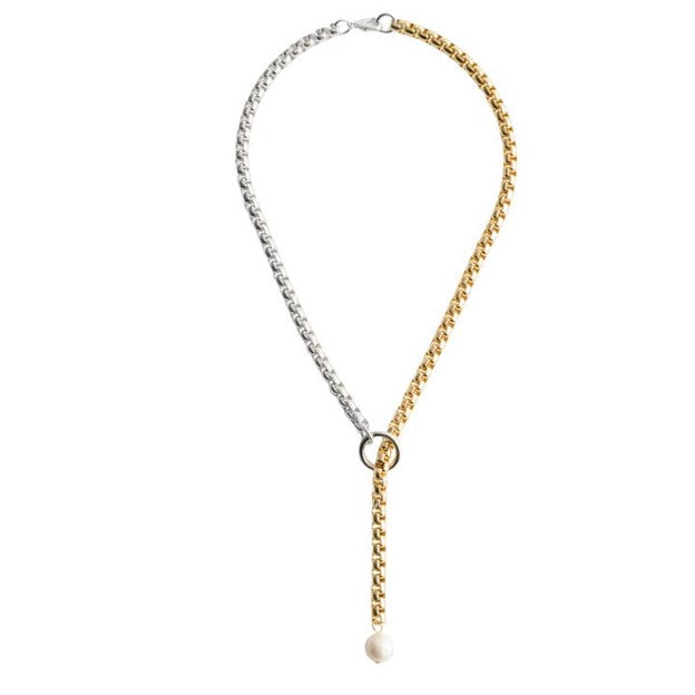 Lariat Pearl Drop Necklace- Waterproof
