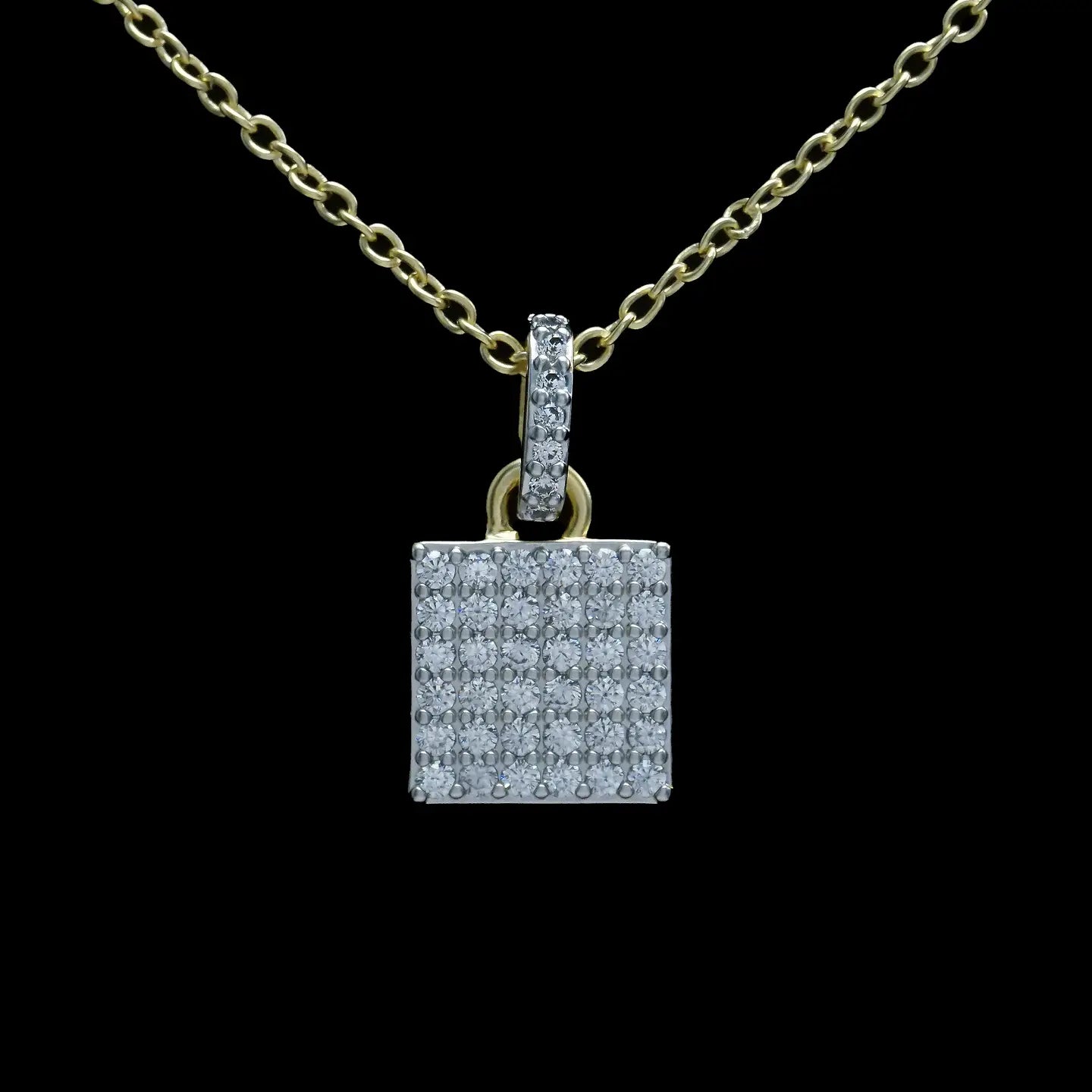 Gold & Silver with Pave Square