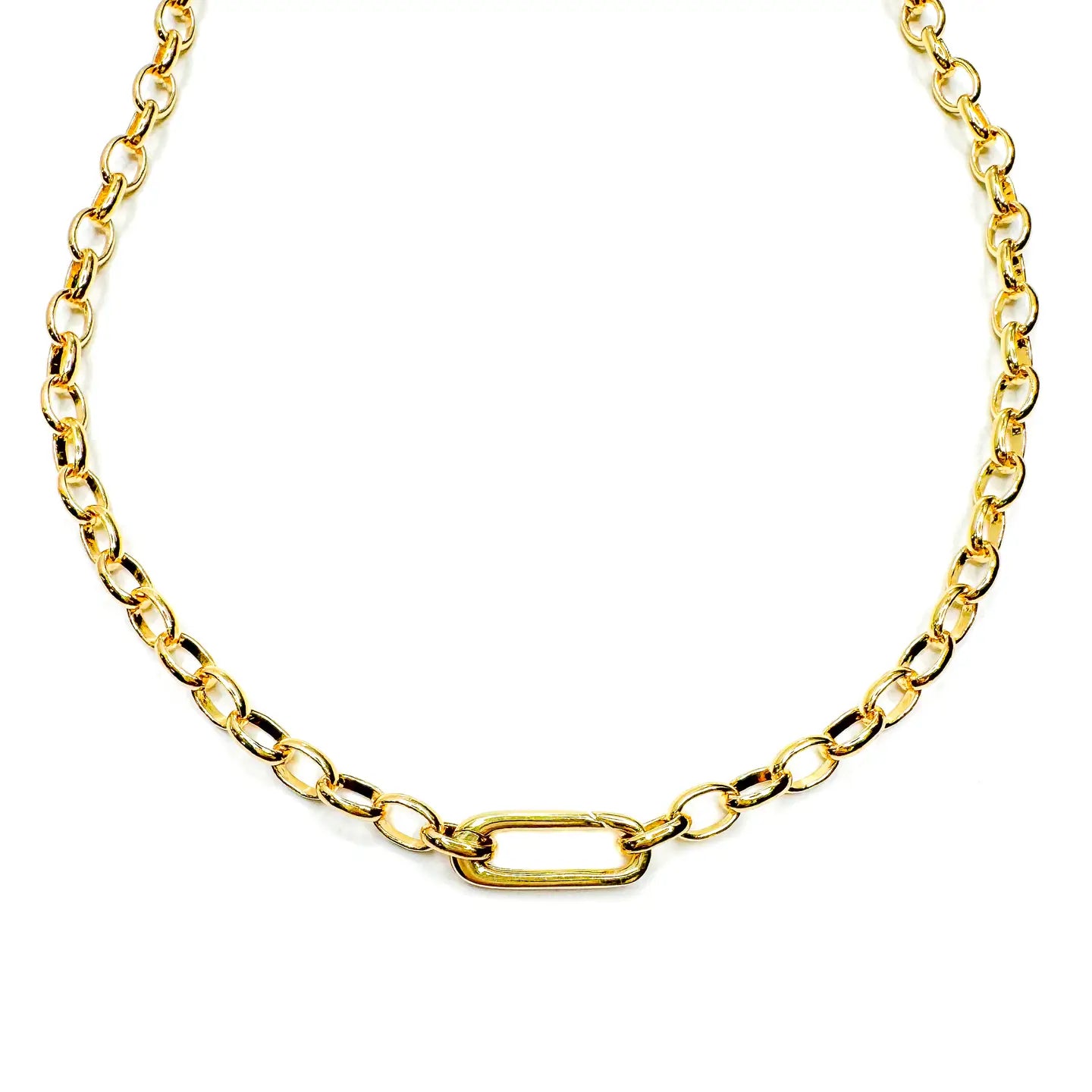 Clasp Oval Chain Charm Necklace