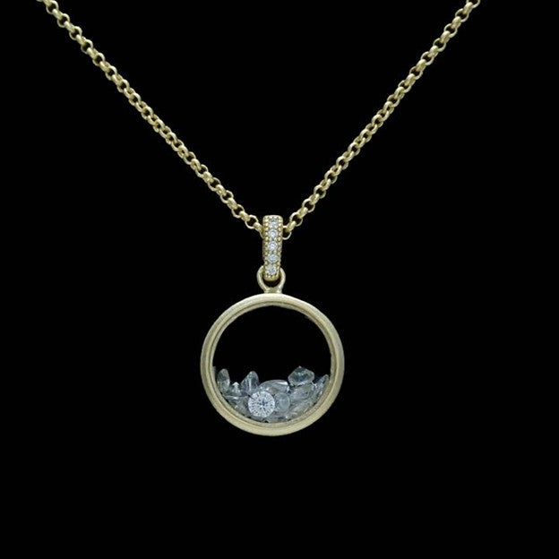 Round Necklace with Clear Floating Crystals