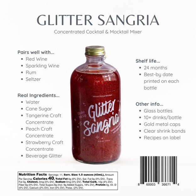 Glitter Sangria Cocktail Mix/Syrup, 16 Fl oz