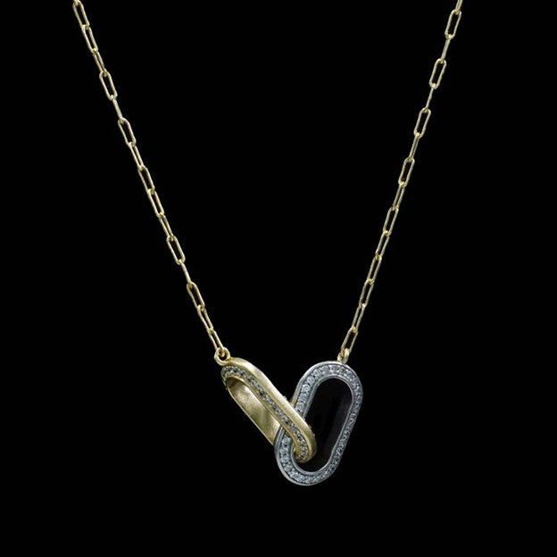 Oval Interlocking Pave Pendant Necklace