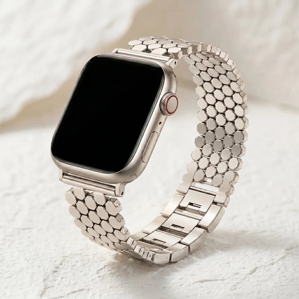 Silver Honeycomb Luxury Apple Watch Strap