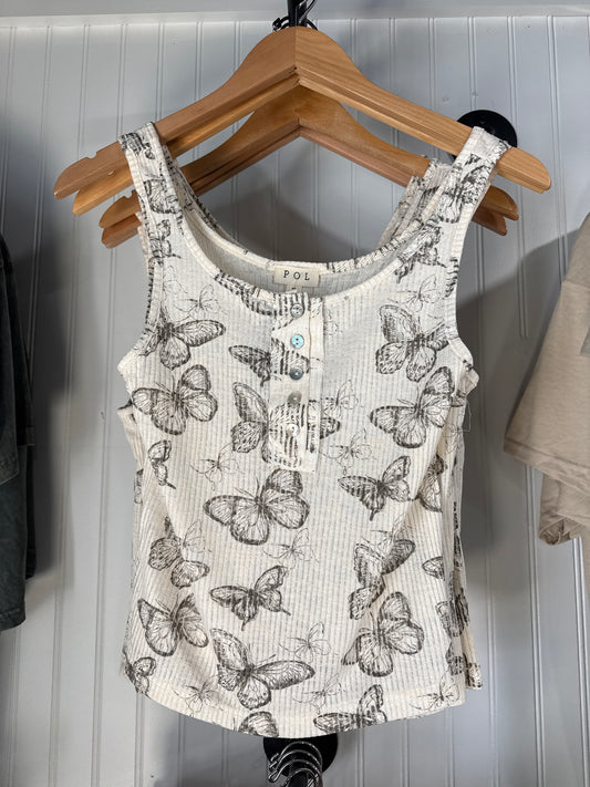 Vintage Butterfly Print Top
