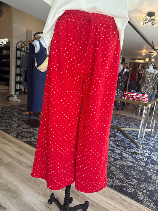 Relaxed Polka Dot Wide Leg Pants