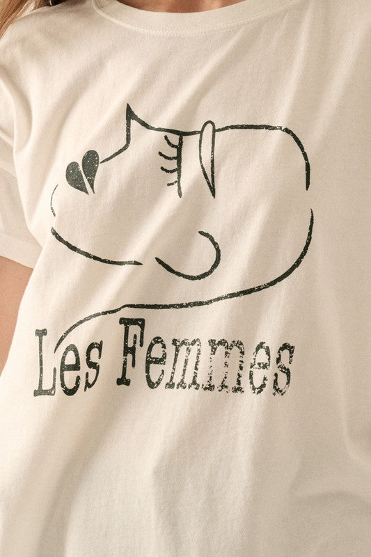 Les Femmes Vintage Wash Graphic Tee - GirlFriends Boutique