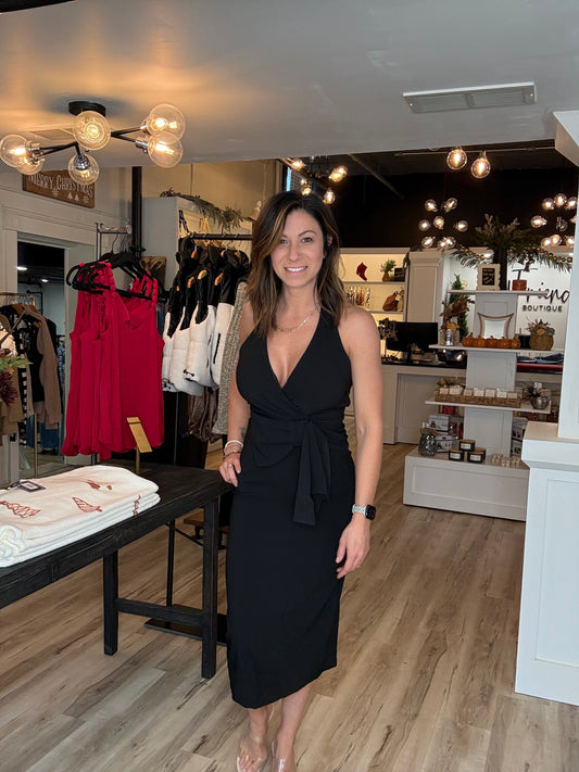 Halter Neck Bow Midi Dress