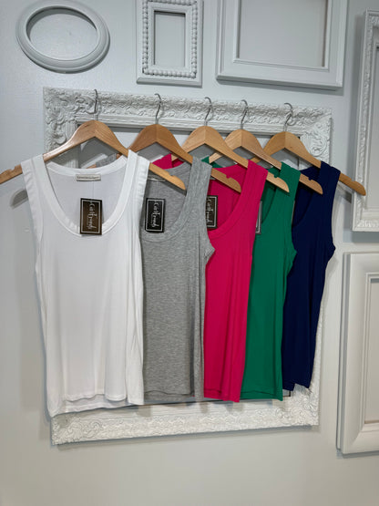 Ribbed Scoop Neck Tank Top