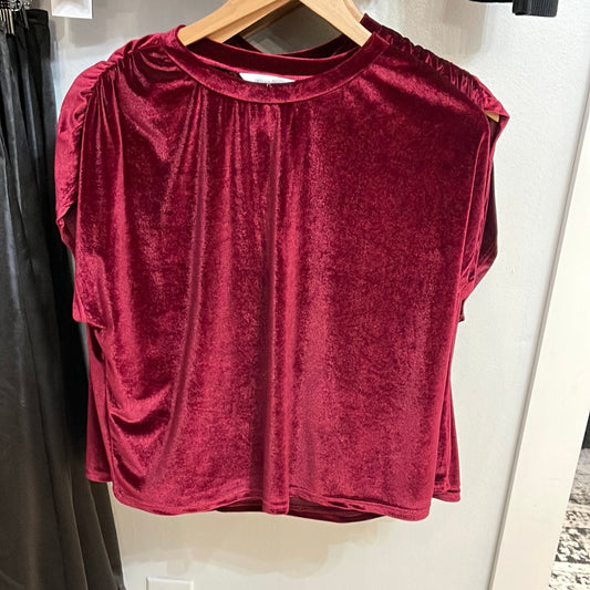 Celine Velvet Ruched Shoulder Tee