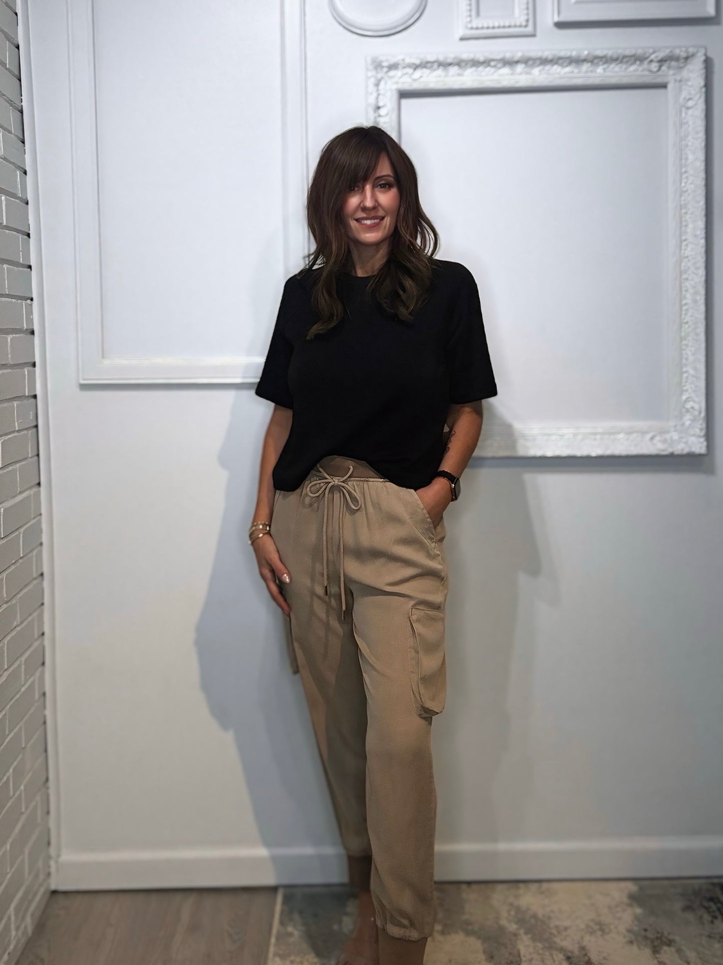 High Rise Cargo Jogger Tencel Pants