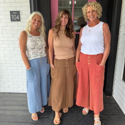 Cotton Gauze Washed Pants