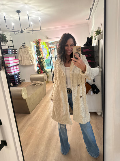 Houndstooth Pattern Fleece Coat