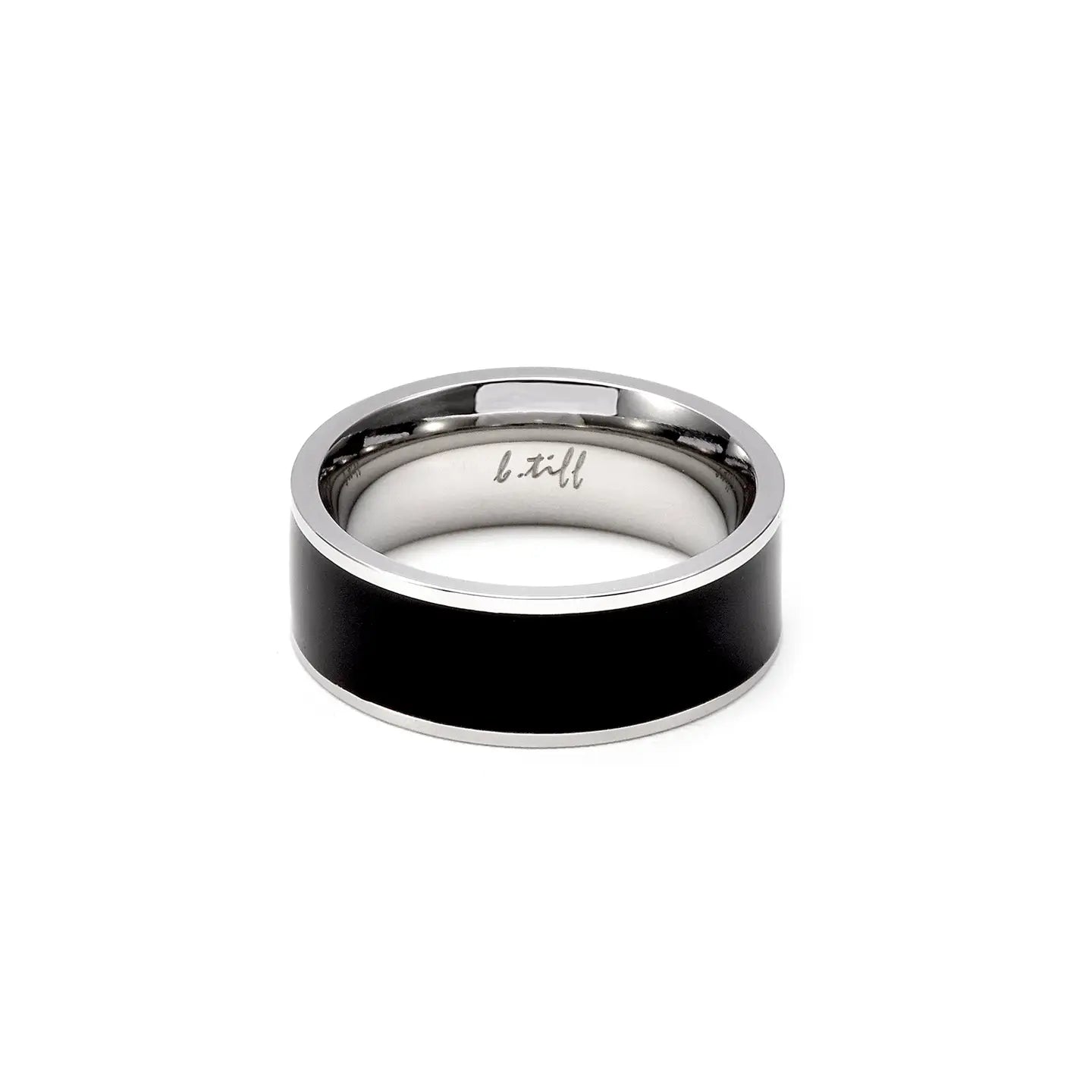 Black Enamel Stainless Steel Ring