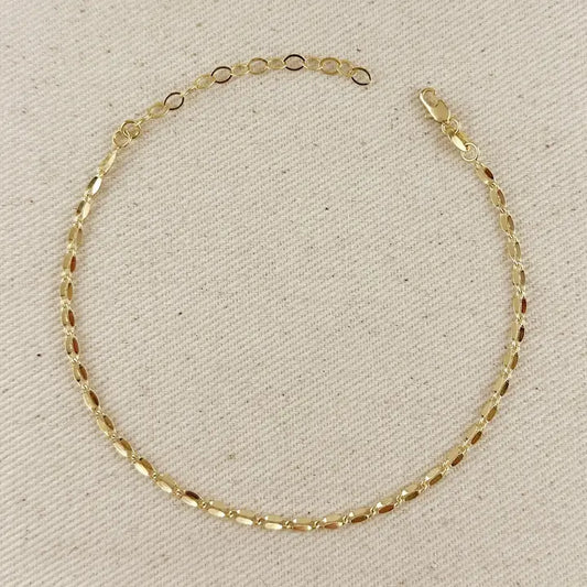 18k Gold Filled Detailed Chain Anklet